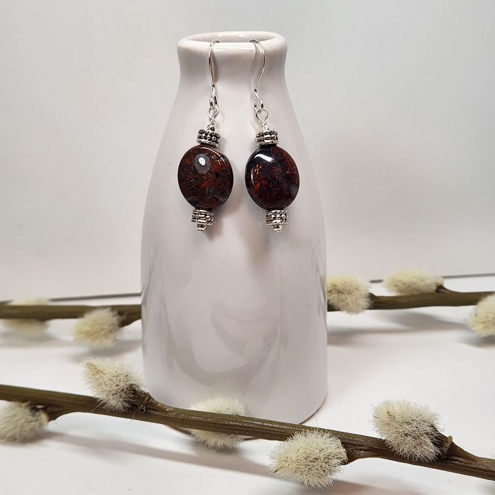 Brecciated Jasper Handmade Earrings on Sterling Silver French Earwires